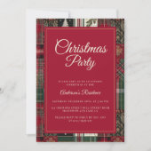 Moderne Rode Kerst Tartan Plaid Uitnodiging (Voorkant)
