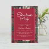 Moderne Rode Kerst Tartan Plaid Uitnodiging (Staand voorkant)