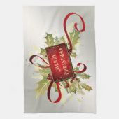 Moderne Rode Kerst Vakantie Keuken Handdoek (Verticaal)
