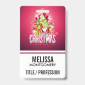 Moderne rode kerstafbeelding Illustratie Badge (Achterkant)