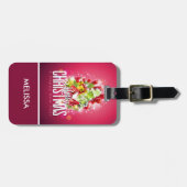 Moderne rode kerstafbeelding Illustratie Bagagelabel (Voorkant horizontaal)