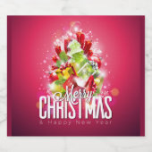 Moderne rode kerstafbeelding Illustratie Bier Etiket (Enkel label)