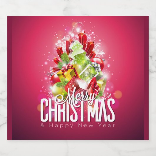 Moderne rode kerstafbeelding Illustratie Bier Etiket (Enkel label)