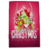 Moderne rode kerstafbeelding Illustratie Medium Cadeauzakje (Voorkant)