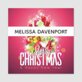 Moderne rode kerstafbeelding Illustratie Naamplaatje (Voorkant)