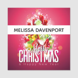 Moderne rode kerstafbeelding Illustratie Naamplaatje