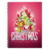 Moderne rode kerstafbeelding Illustratie Notitieboek (Voorkant)