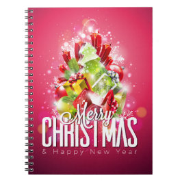 Moderne rode kerstafbeelding Illustratie Notitieboek