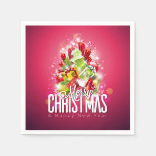 Moderne rode kerstafbeelding Illustratie Servet