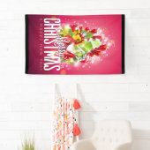 Moderne rode kerstafbeelding Illustratie Spandoek (Insitu)