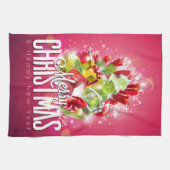 Moderne rode kerstafbeelding Illustratie Theedoek (Horizontaal)