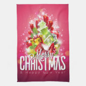Moderne rode kerstafbeelding Illustratie Theedoek (Verticaal)
