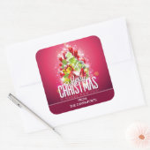 Moderne rode kerstafbeelding Illustratie Vierkante Sticker (Envelop)