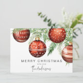 Moderne rode kerstbal kaart (Staand voorkant)