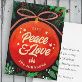 Moderne Rode Kerstbal Ornament Botanisch Feestdagenkaart