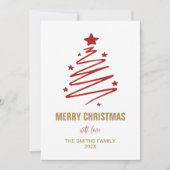Moderne rode kerstboom en gepersonaliseerde foto feestdagenkaart (Voorkant)