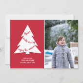 Moderne rode kerstboom met aangepaste foto feestdagenkaart (Voorkant)