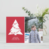 Moderne rode kerstboom met aangepaste foto feestdagenkaart (Staand voorkant)