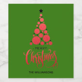 Moderne rode kerstboom op groen wijn etiket (Enkel label)