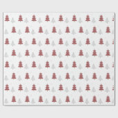 Moderne rode kerstboom patroon cadeaupapier (Vlak)