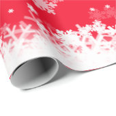 Moderne rode kerstboom sneeuwvlokken cadeaupapier (Rol Hoek)