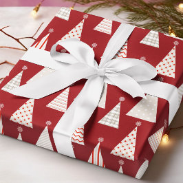 Moderne rode kerstboom Stijlvolle feestelijke vaka Cadeaupapier