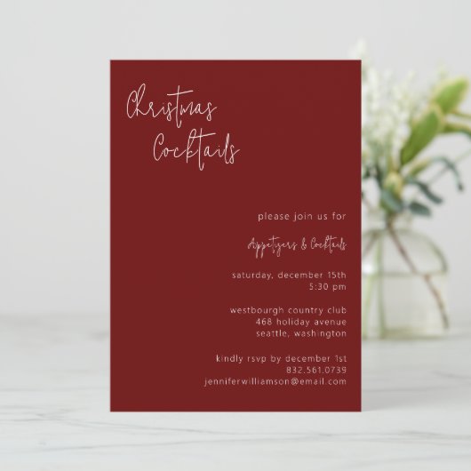 Moderne rode kerstcocktails | Feestdag Kaart (Staand voorkant)