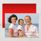 Moderne rode kerstfoto feestdagenkaart (Voorkant / Achterkant)