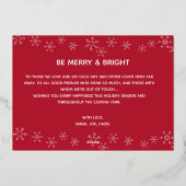 Moderne rode kerstkaart met echte fotofeestdag folie feestdagenkaart (Achterkant)