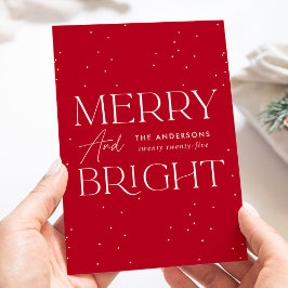 Moderne Rode Kerstkaart met tekst 'Prettig Kerstfe