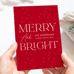 Moderne Rode Kerstkaart met tekst 'Prettig Kerstfe