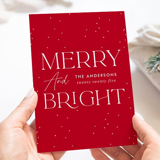 Moderne Rode Kerstkaart met tekst 'Prettig Kerstfe