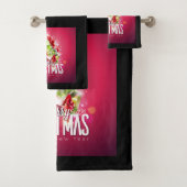 Moderne Rode Kerstmis Illustratie grafisch ontwerp Bad Handdoek (Insitu)