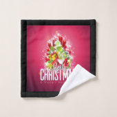 Moderne Rode Kerstmis Illustratie grafisch ontwerp Bad Handdoek (Wasdoekje)