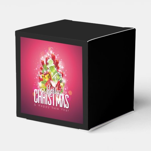 Moderne Rode Kerstmis Illustratie grafisch ontwerp Bedankdoosjes (Achterkant)