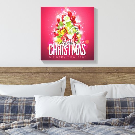 Moderne Rode Kerstmis Illustratie grafisch ontwerp Canvas Afdruk (Insitu (Slaapkamer))