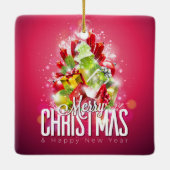 Moderne Rode Kerstmis Illustratie grafisch ontwerp Keramisch Ornament (Achterkant)