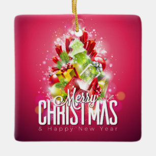 Moderne Rode Kerstmis Illustratie grafisch ontwerp Keramisch Ornament