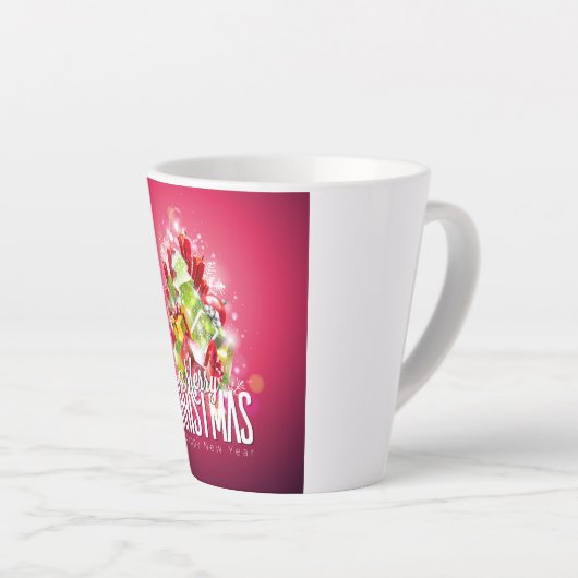 Moderne Rode Kerstmis Illustratie grafisch ontwerp Latte Mok (Rechterhoek)
