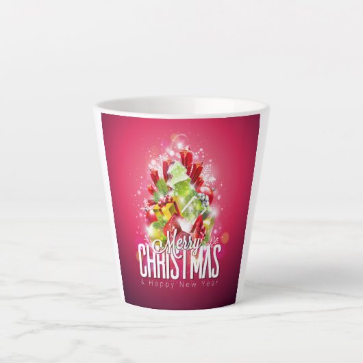Moderne Rode Kerstmis Illustratie grafisch ontwerp Latte Mok (Voorkant)