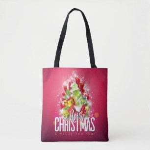 Moderne Rode Kerstmis Illustratie grafisch ontwerp Tote Bag