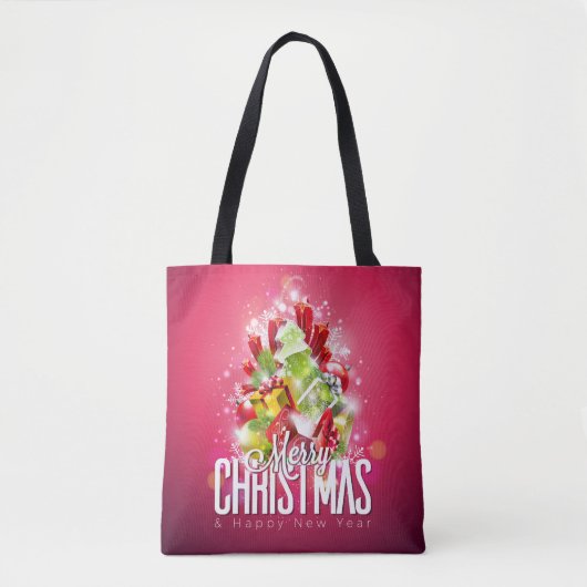 Moderne Rode Kerstmis Illustratie grafisch ontwerp Tote Bag (Voorkant)