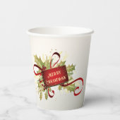 Moderne rode kerstvakantie papieren bekers (Achterkant)