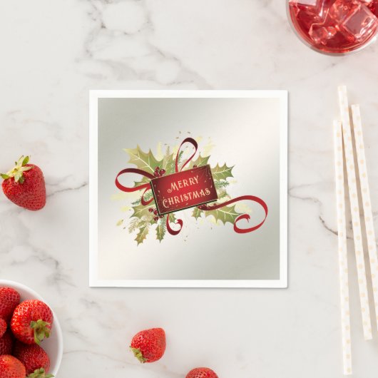 Moderne rode kerstvakantie servet (Insitu)