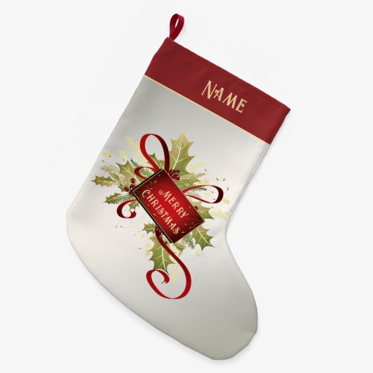 Moderne Rode Kerstvakantie Stocking Grote Kerstsok (Voorkant (Hangend))