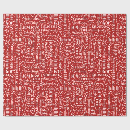 Moderne rode kerstvakantie typografie cadeaupapier (Vlak)