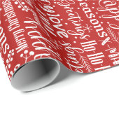 Moderne rode kerstvakantie typografie cadeaupapier (Rol Hoek)
