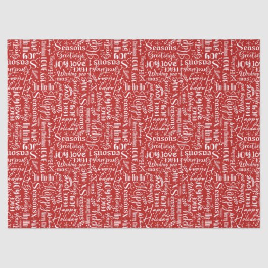 Moderne rode kerstvakantie typografie tissuepapier (Voorkant)