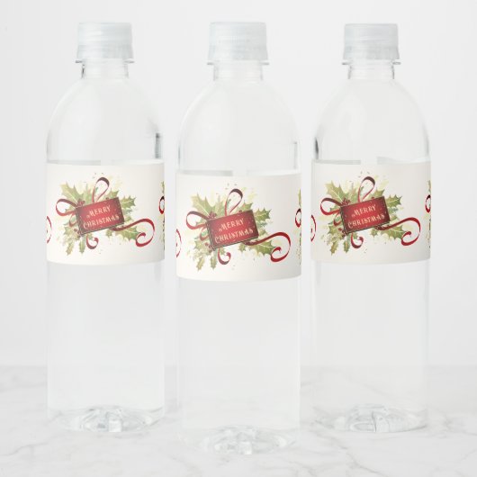 Moderne Rode Kerstvakantie Water Flessenlabel Waterfles Etiket (Flessen)