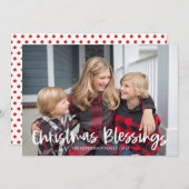 Moderne Rode Kerstzegeningen Foto Feestdagenkaart (Voorkant / Achterkant)